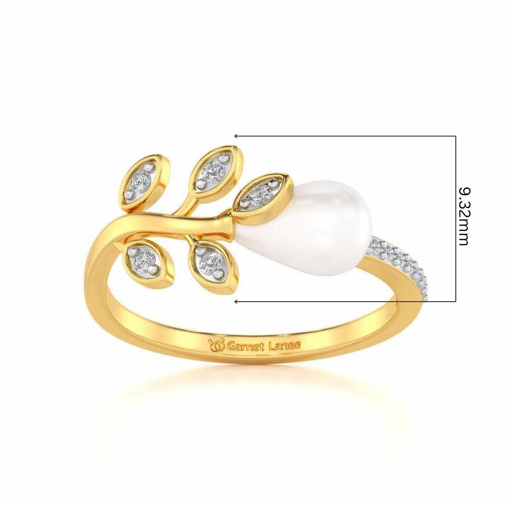 Budding Silver Pearl Ring - Yellow Gold - Image 5