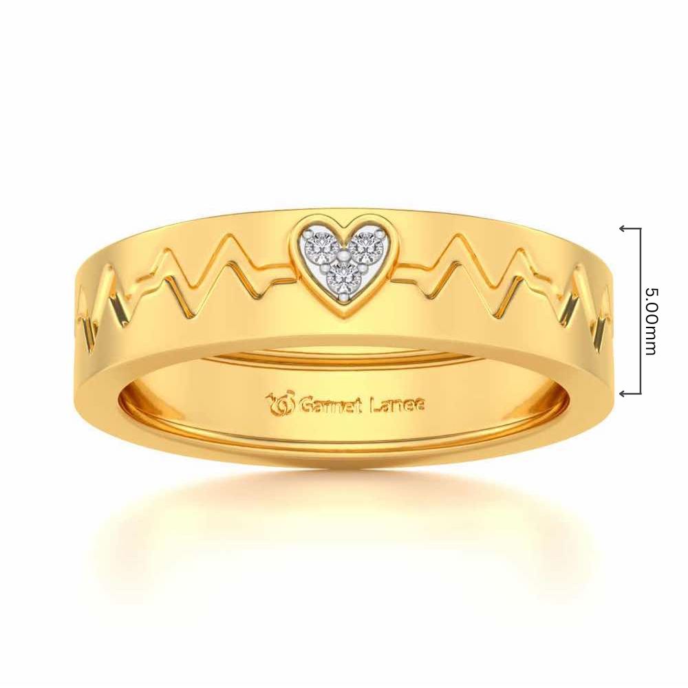 Heartbeat Silver Band Ring - Yellow Gold - Image 5