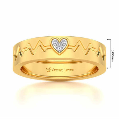 Heartbeat Silver Band Ring - Yellow Gold - Image 5
