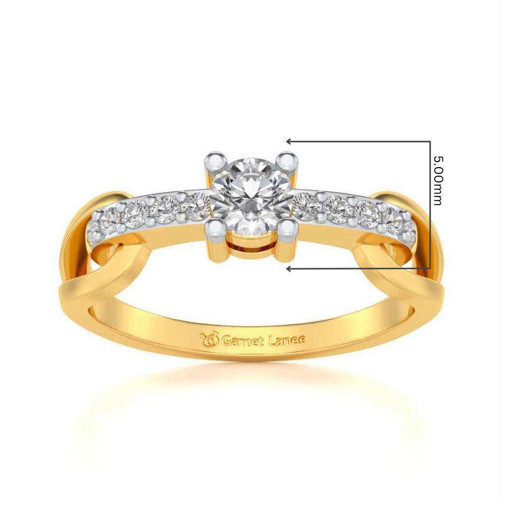 Shiny Bond Solitaire Silver Ring - Yellow Gold - Image 5