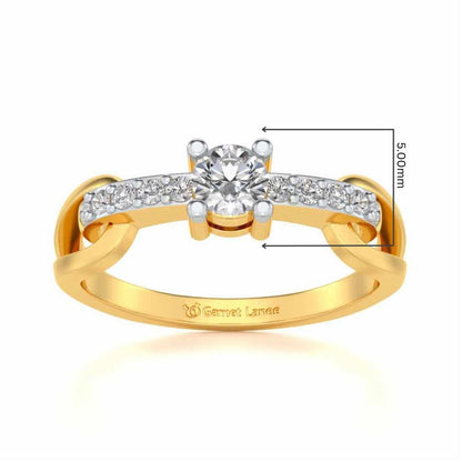 Shiny Bond Solitaire Silver Ring - Yellow Gold - Image 5
