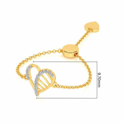 Mesh Heart Adjustable Silver Ring - Yellow Gold - Image 5