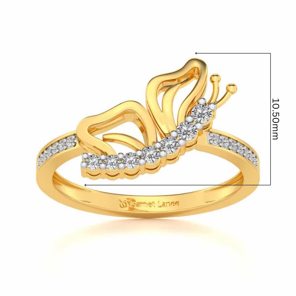 Butterfly High Silver Ring - Yellow Gold - Image 5