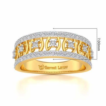 Mez-Shine Silver Band Ring - Yellow Gold - Image 5