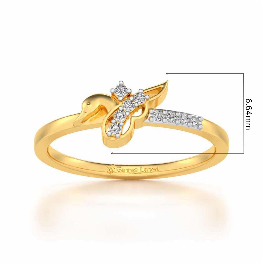 Peacock Silver Ring - Yellow Gold - Image 5