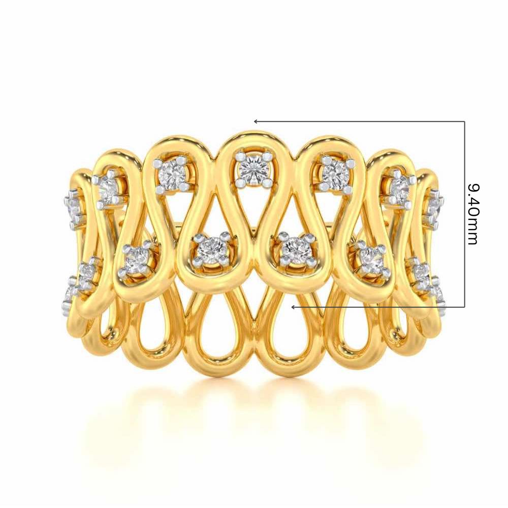 Dense Wave Silver Band Ring - Yellow Gold - Image 2