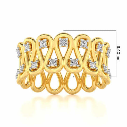 Dense Wave Silver Band Ring - Yellow Gold - Image 2