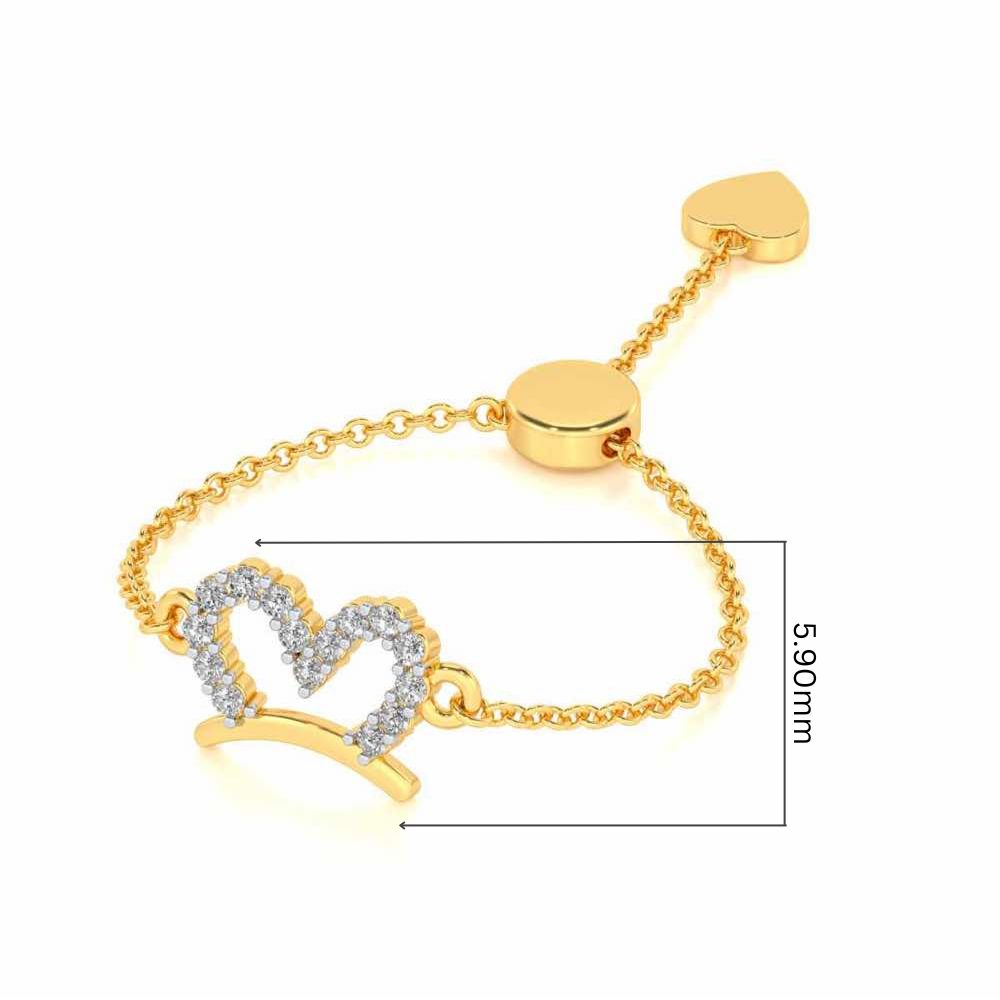 Semi-Heart Adjustable Silver Ring - Yellow Gold - Image 5
