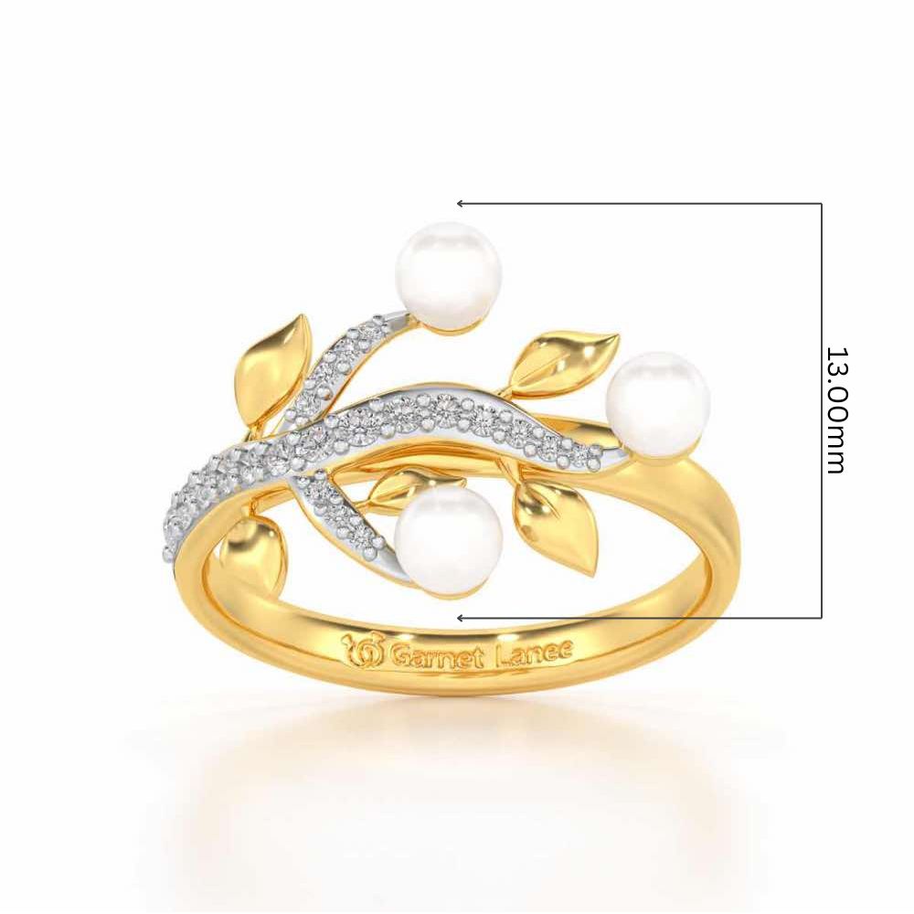 Life Tree Silver Pearl Ring - Yellow Gold - Image 5