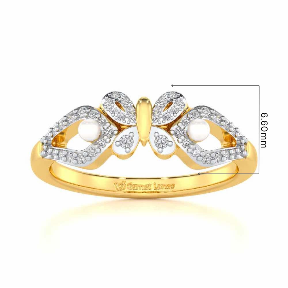 Blissfly Silver Pearl Ring - Yellow Gold - Image 5