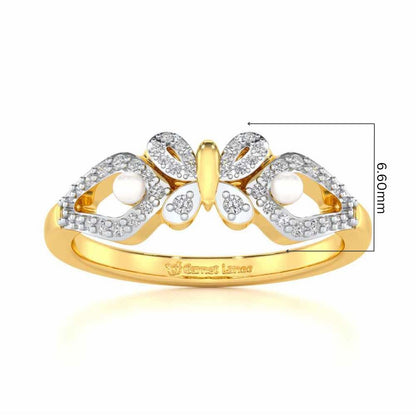 Blissfly Silver Pearl Ring - Yellow Gold - Image 5