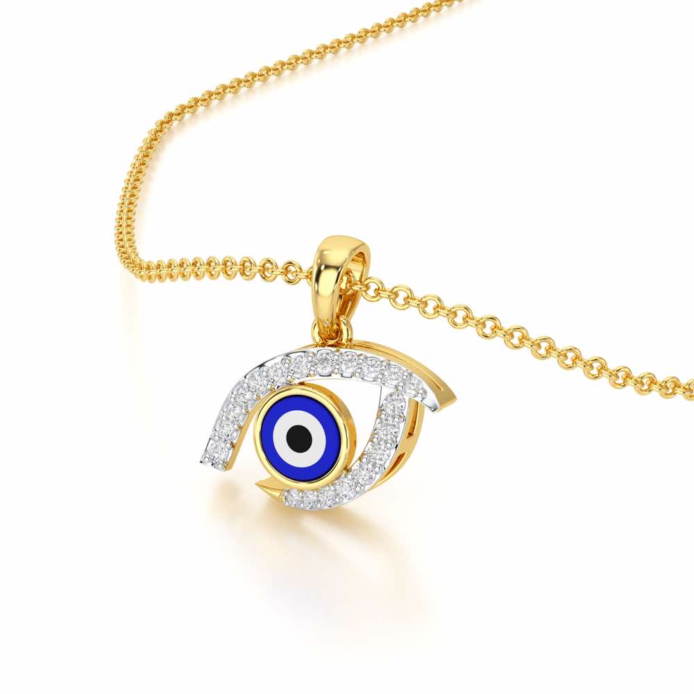 Evil Eye Charm Silver Pendant - Yellow Gold - Image 2