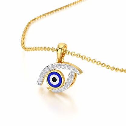 Evil Eye Charm Silver Pendant - Yellow Gold - Image 2