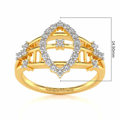 Tri-Heart Lattice Silver Ring - Yellow Gold - Image 5