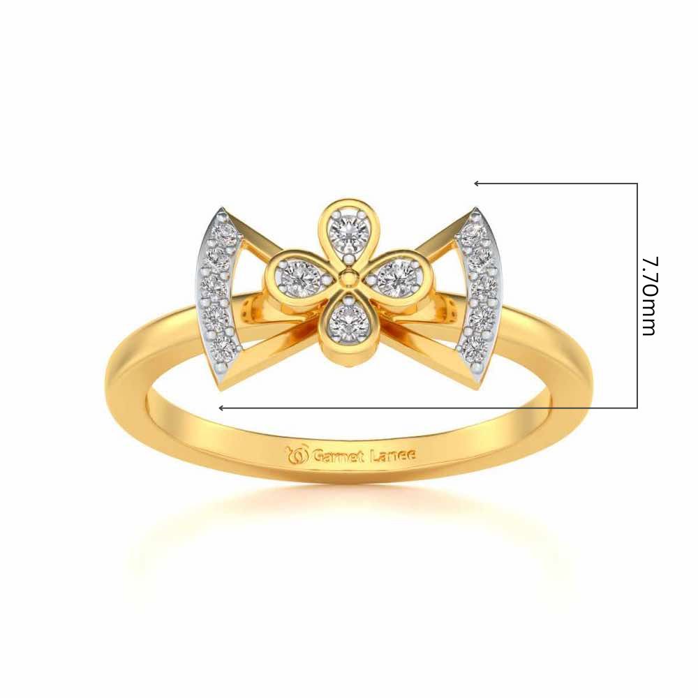 Enchanting bow-tie Silver Ring - Yellow Gold - Image 5