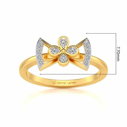 Enchanting bow-tie Silver Ring - Yellow Gold - Image 5