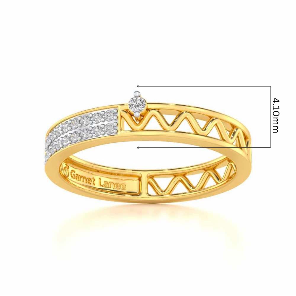Ziggy Silver Band Ring - Yellow Gold - Image 5