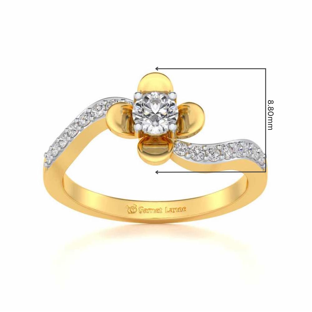 Twisted Bloom Solitaire Silver Ring - Yellow Gold - Image 5