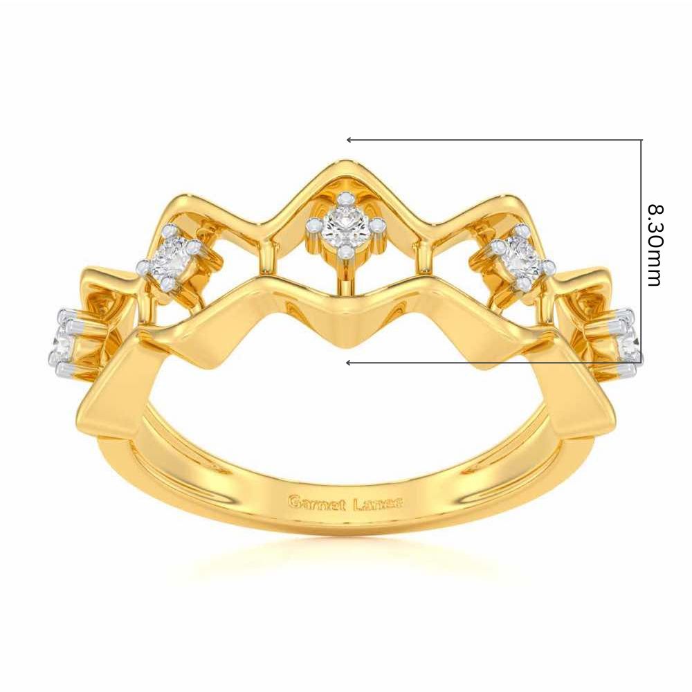 Star Row Silver Ring - Yellow Gold - Image 5