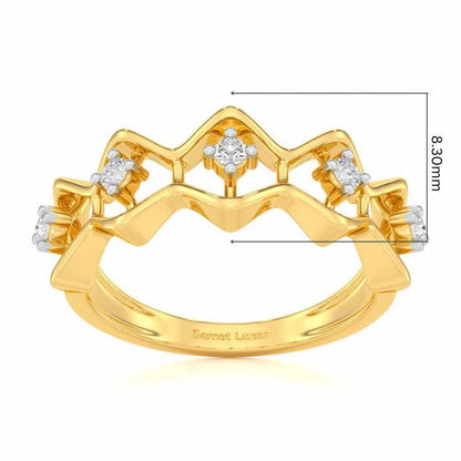 Star Row Silver Ring - Yellow Gold - Image 5