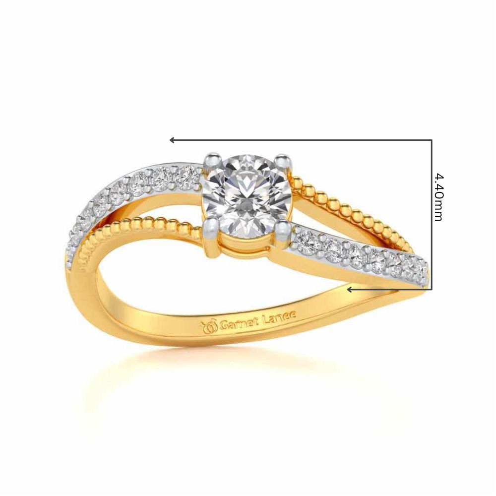 Wavish Solitaire Silver Ring - Yellow Gold - Image 5