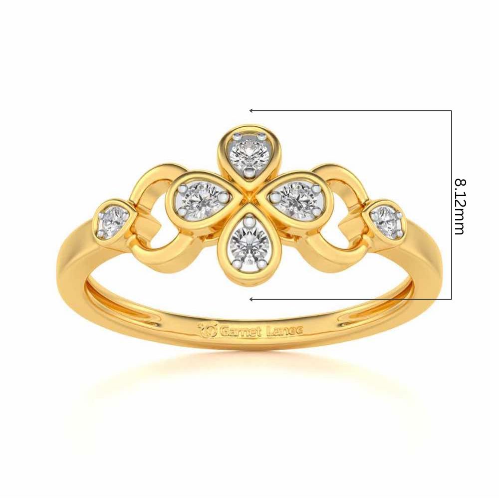 Decent Flower Silver Ring - Yellow Gold - Image 5