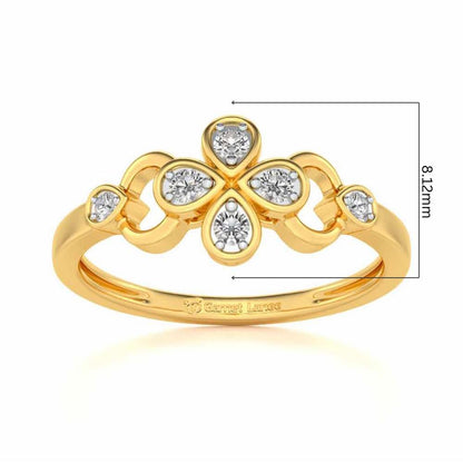 Decent Flower Silver Ring - Yellow Gold - Image 5