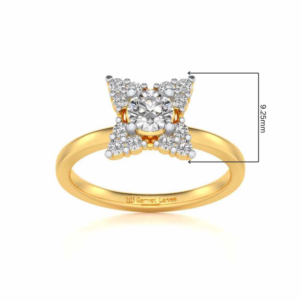 Flower Power Solitaire Silver Ring - Yellow Gold - Image 5