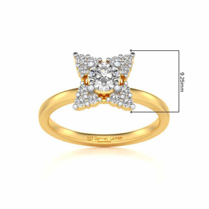 Flower Power Solitaire Silver Ring - Yellow Gold - Image 5