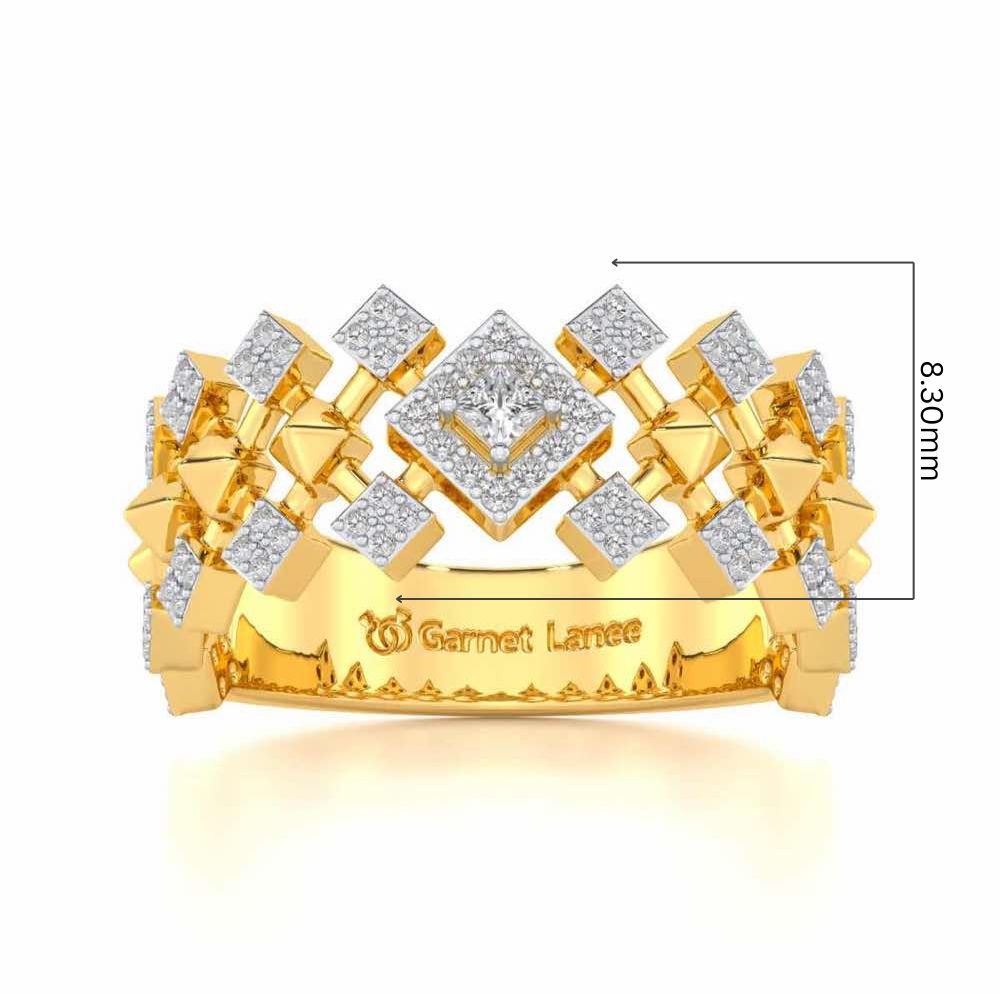 Rom Pom Silver Band Ring - Yellow Gold - Image 5