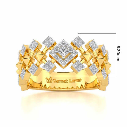 Rom Pom Silver Band Ring - Yellow Gold - Image 5