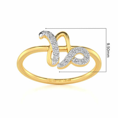 Shiny Capricorn Silver Ring - Yellow Gold - Image 5