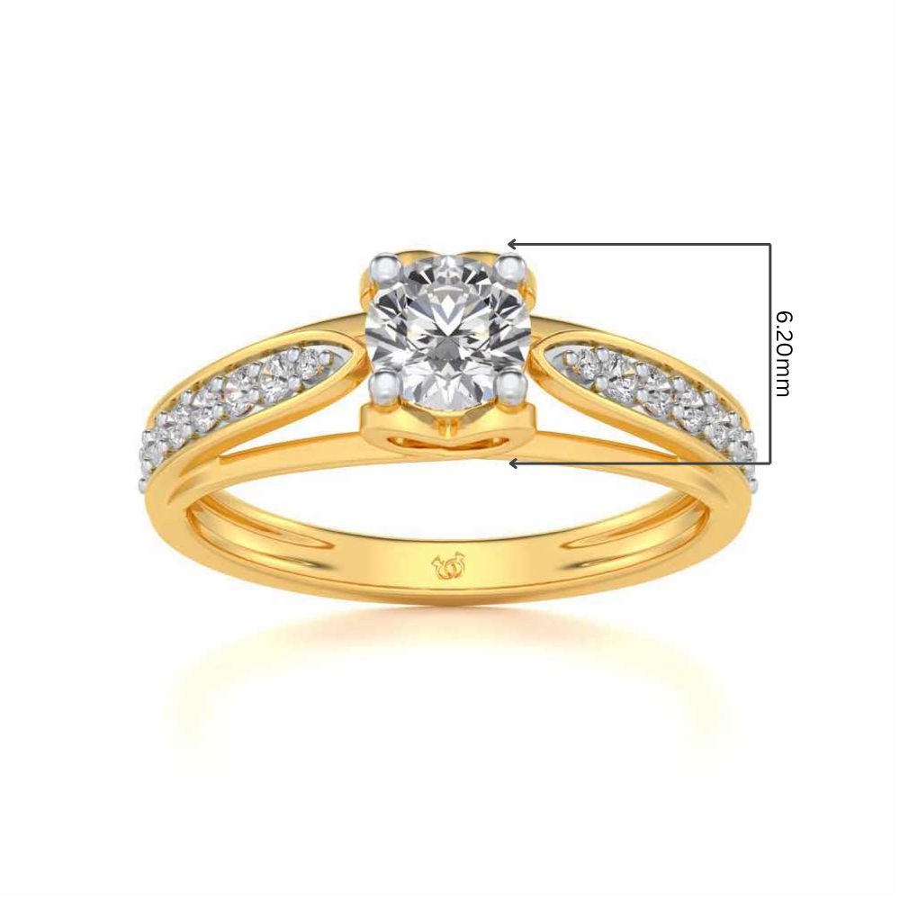 Wow Solitaire Silver Ring - Yellow Gold - Image 5