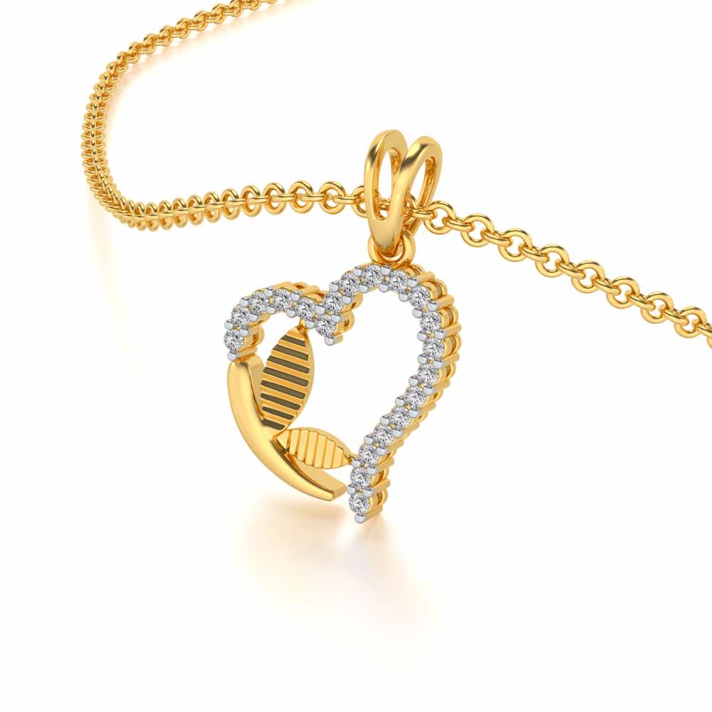 Butterfly Heart Silver Pendant - Yellow Gold - Image 2