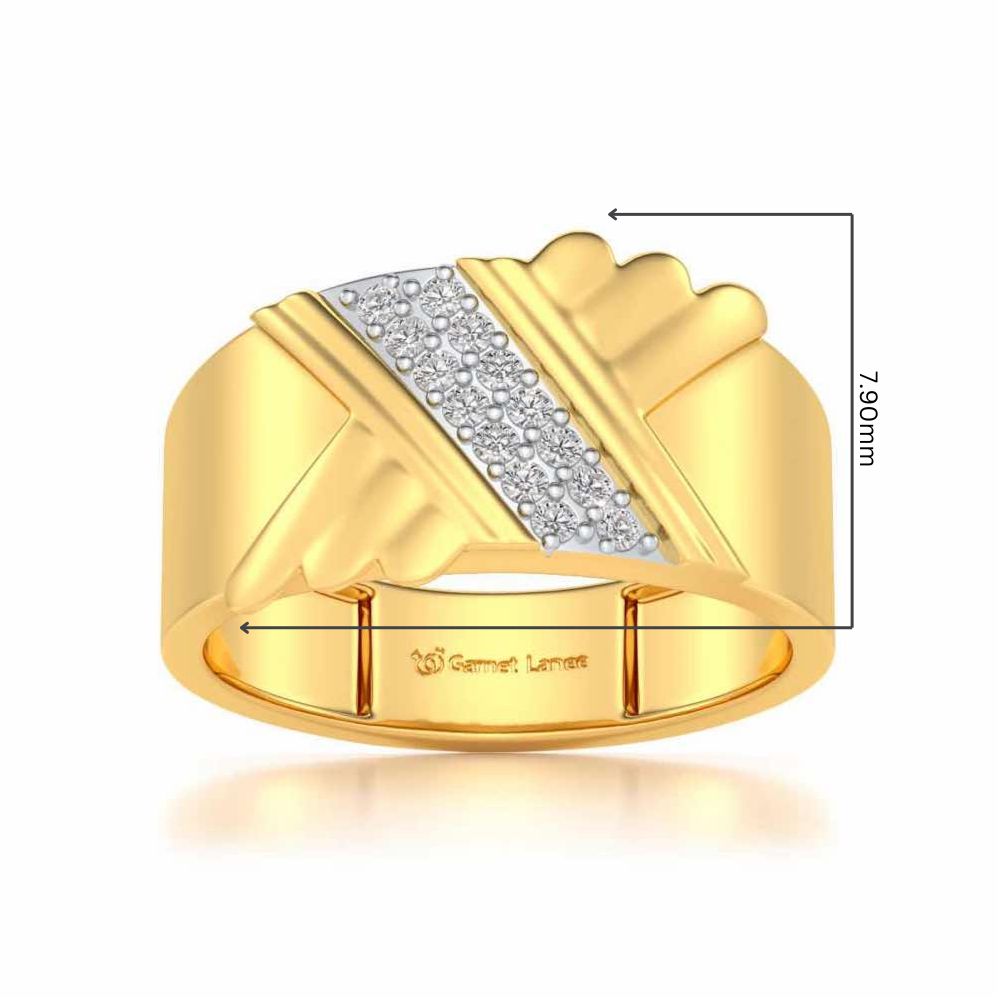 Satin Silver Ring For Men - Yellow Gold - Image 5