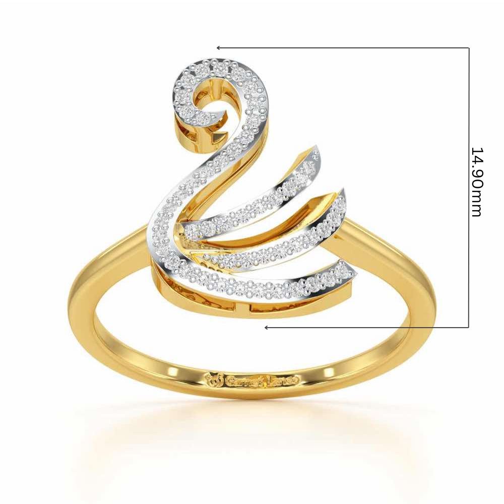 Celestial Swan Silver Ring - Yellow Gold - Image 5