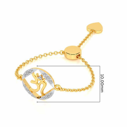 Om Shanti Adjustable Silver Ring - Yellow Gold - Image 5