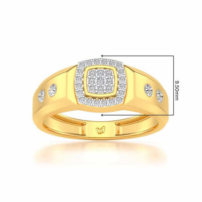 Cued Square Silver Ring For Men - Yellow Gold - Image 5