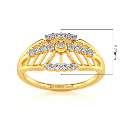 Sun Lattice Silver Ring - Yellow Gold - Image 5