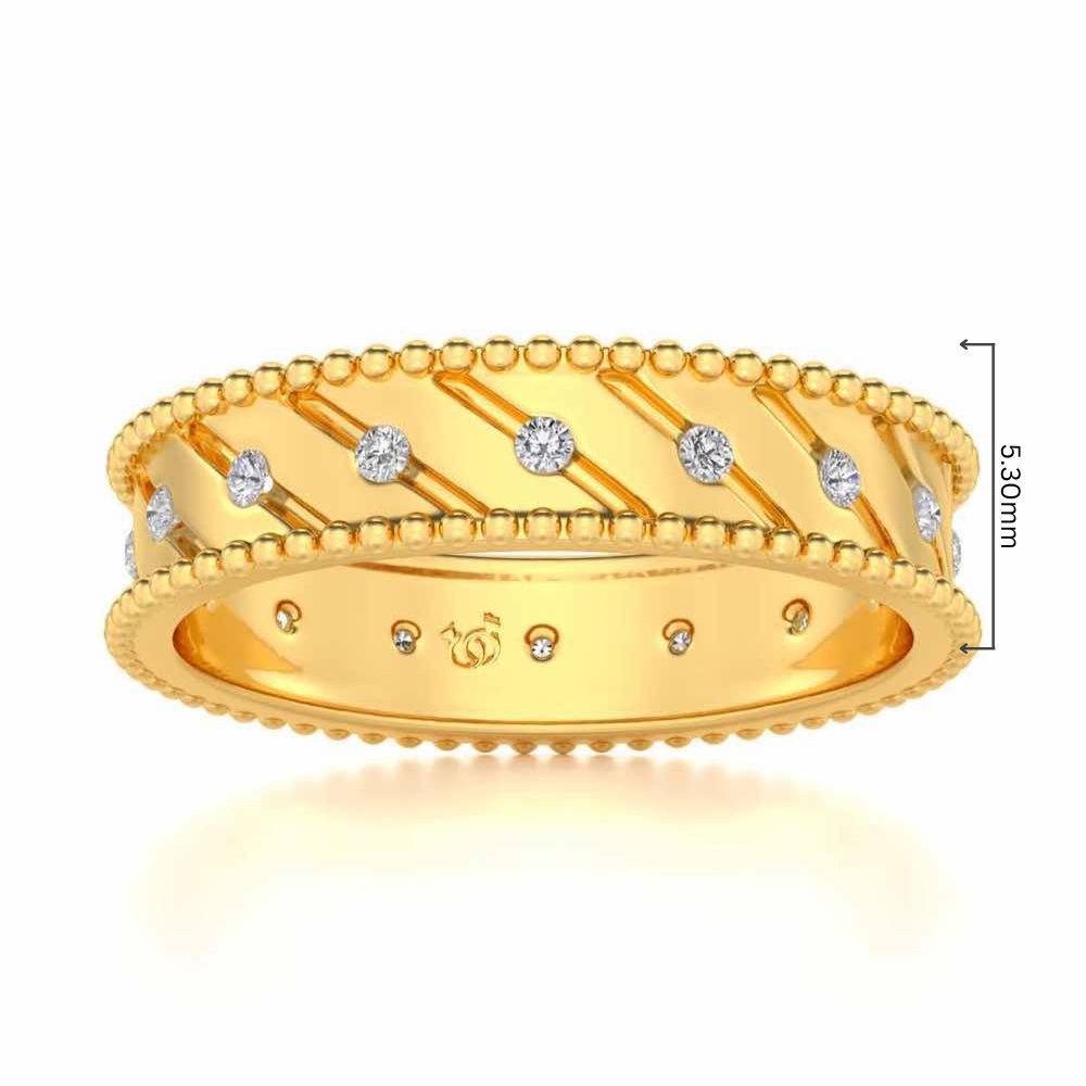 Diagonal Shine Silver Band Ring - Yellow Gold - Image 5
