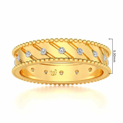 Diagonal Shine Silver Band Ring - Yellow Gold - Image 5