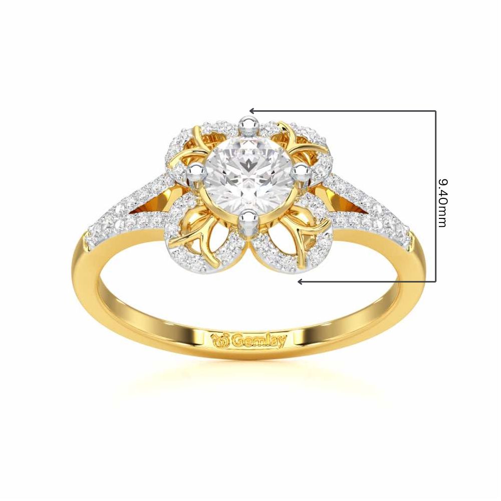 Radiant Blossom Solitaire Ring - Yellow Gold - Image 5