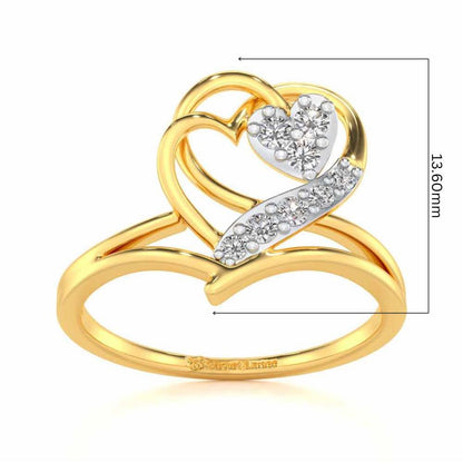 Hearts Silver Ring - Yellow Gold - Image 5