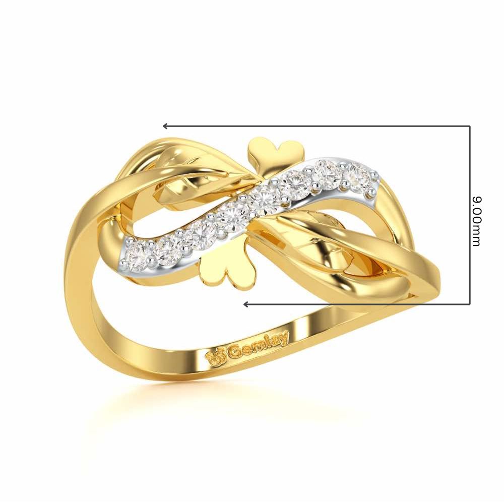 Leaf Bow Silver Ring - Yellow Gold - Image 5