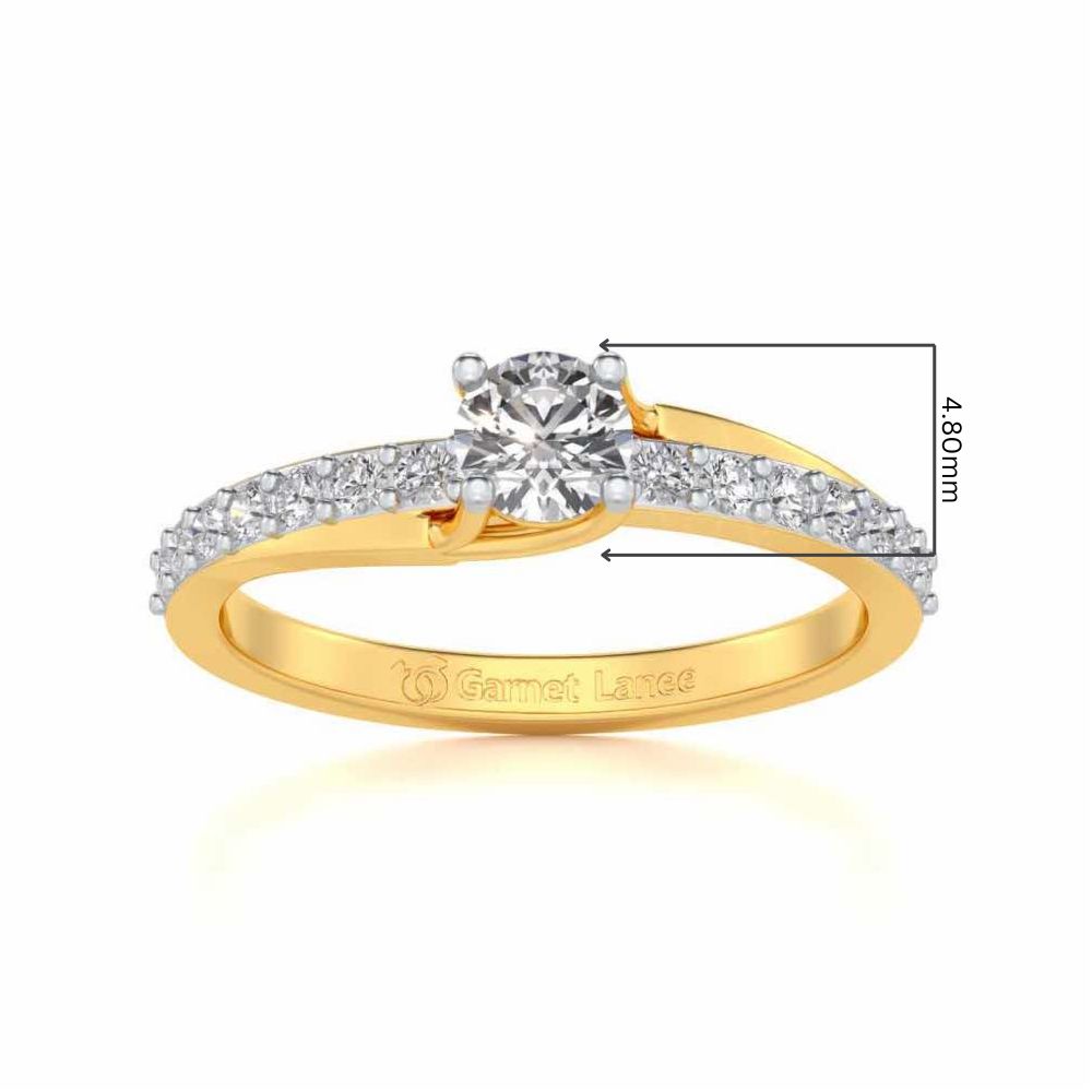 Subtle Solitaire Silver Ring - Yellow Gold - Image 5