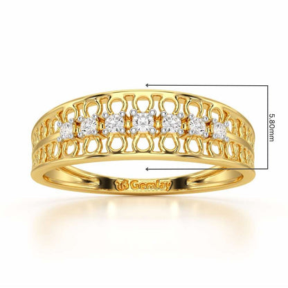 Lattice Binge Silver Ring - Yellow Gold - Image 2