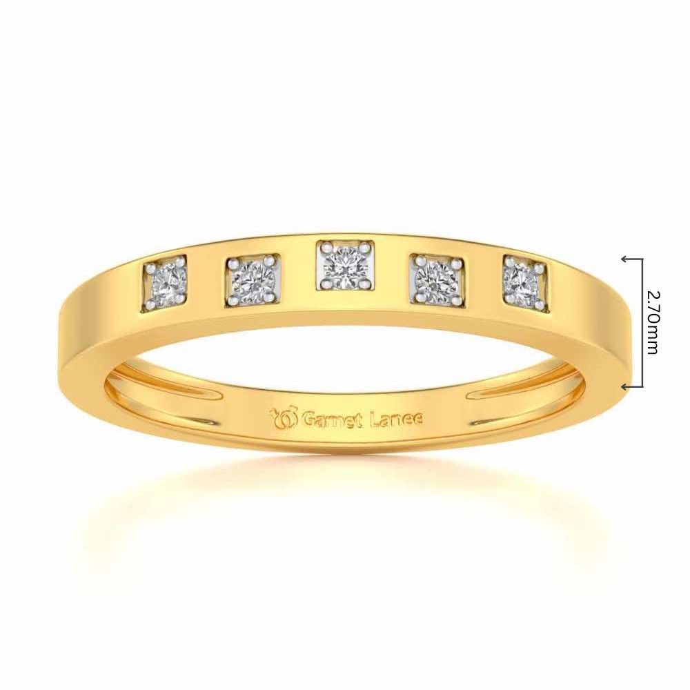 Eva Silver Band Ring - Yellow Gold - Image 5
