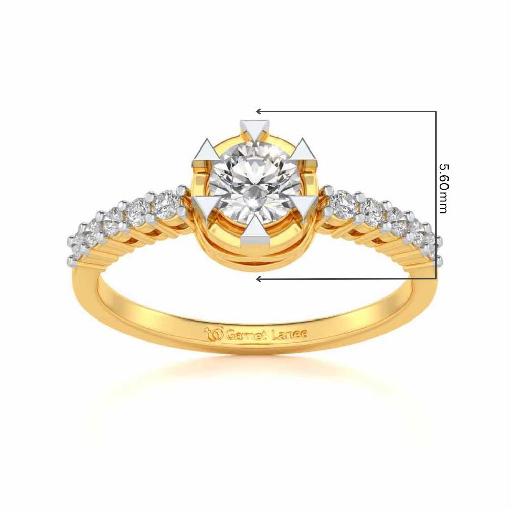 Evocative Shine Solitaire Silver Ring - Yellow Gold - Image 5