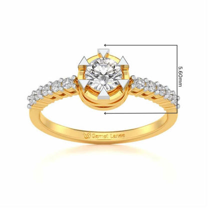 Evocative Shine Solitaire Silver Ring - Yellow Gold - Image 5