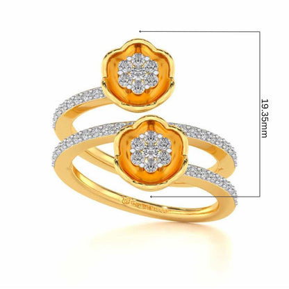 Sapling Bloom Silver Ring - Yellow Gold - Image 5